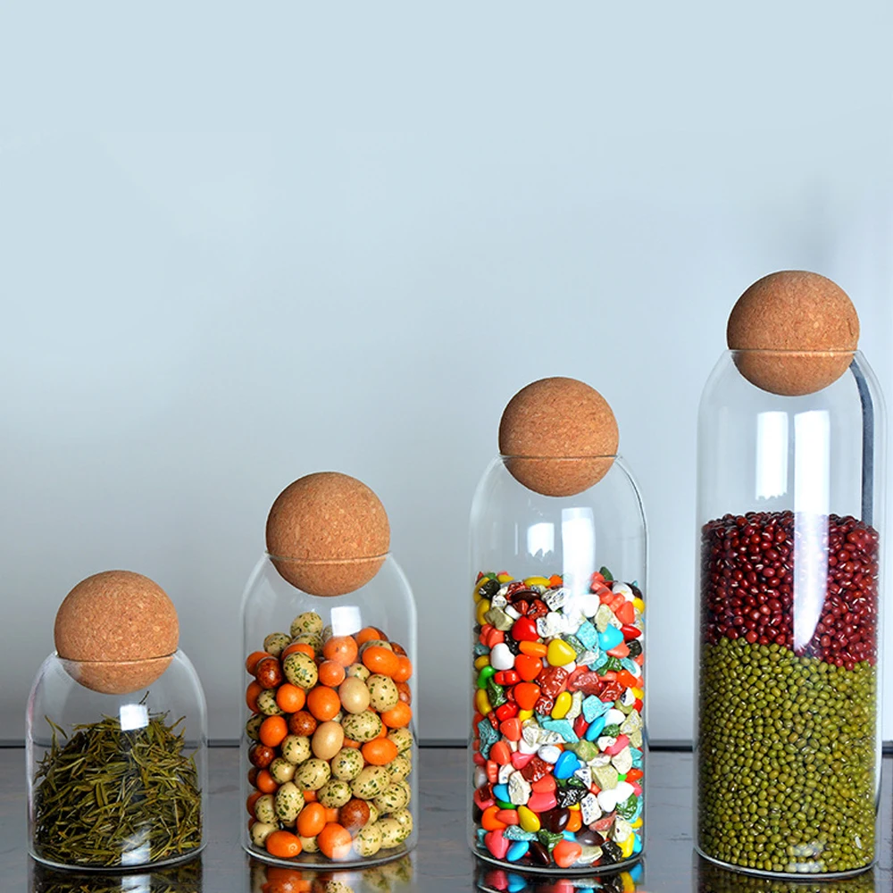 Ball cork lead-free glass jar with lid bottle storage tank sealed tea cans cereals transparent storage jars coffee
