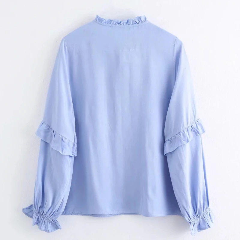 2020 Женская модная однотонная плиссированная Повседневная Блузка с круглым