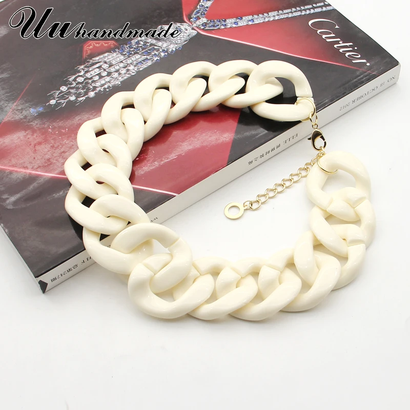 Африканская белая бежевая акриловая кубинская цепочка чокер ожерелье для женщин