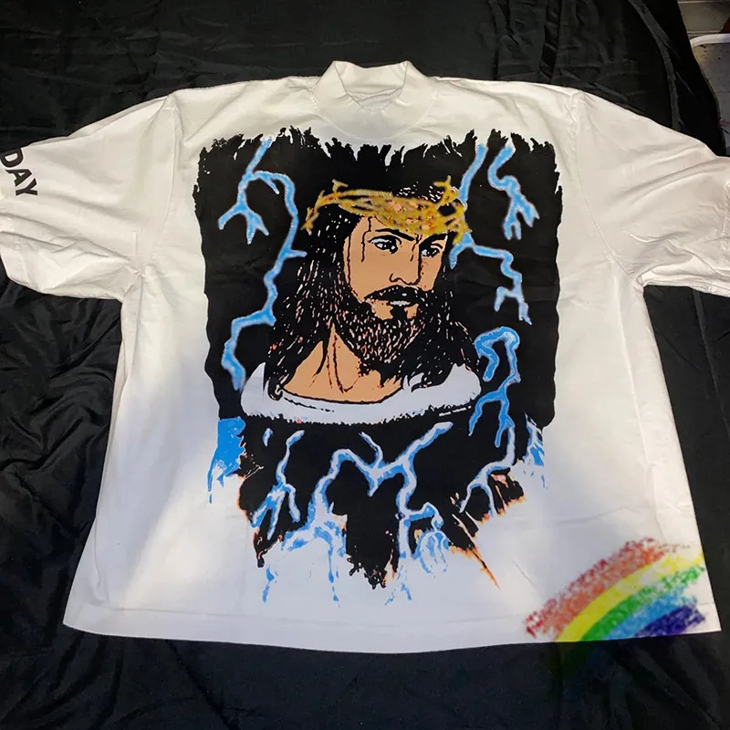 

Футболка Мужская/женская с 3D-принтом Канье, тенниска с молнией Уэста, Иисуса и короля, уличная одежда в масштабе 1:1, Канье Уэста