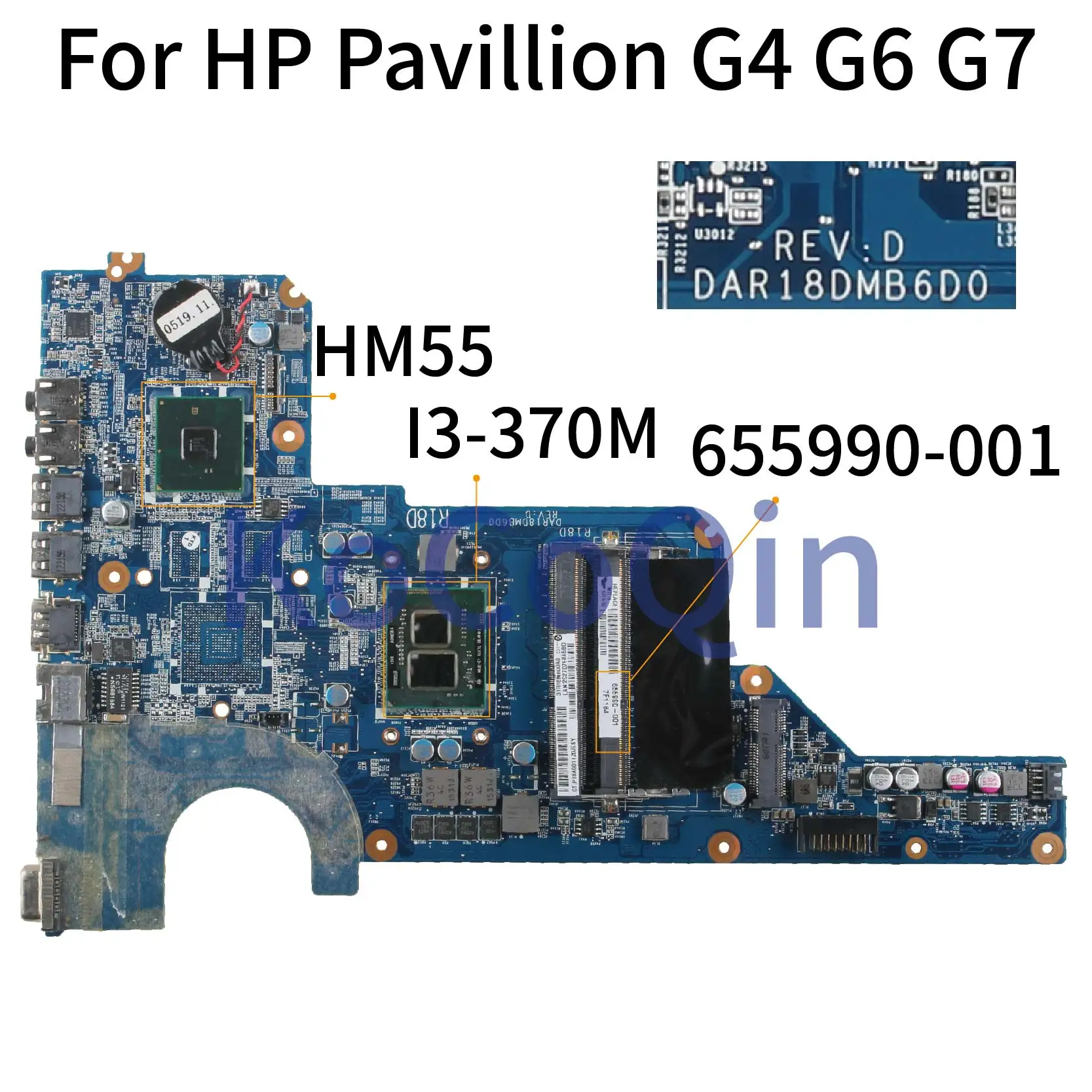 KoCoQin материнская плата для ноутбука HP Pavillion G4 G6 G7 G4-1000 G6-1000 I3-370M материнская плата 655990-001 655990-501 DAR18DM86D0 HM55