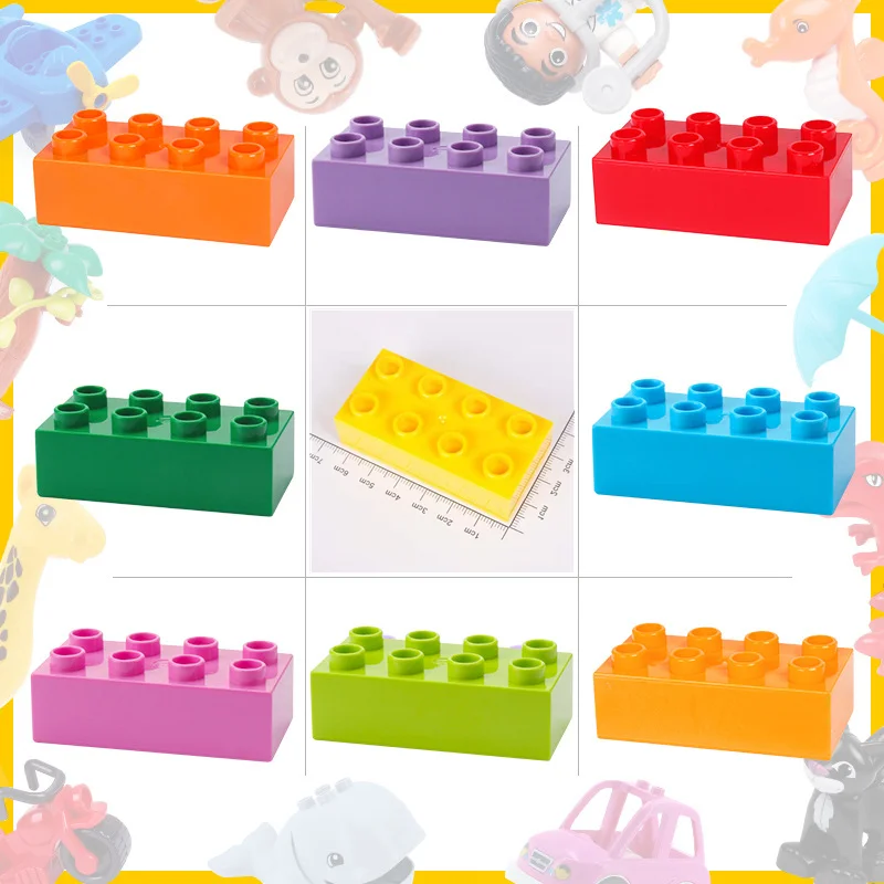 

10Pcs Big Size Building Blocks Compatible Large Thick Bricks 2*4 Dots MOC DIY Educational Creative Toys for Children Kids Gift