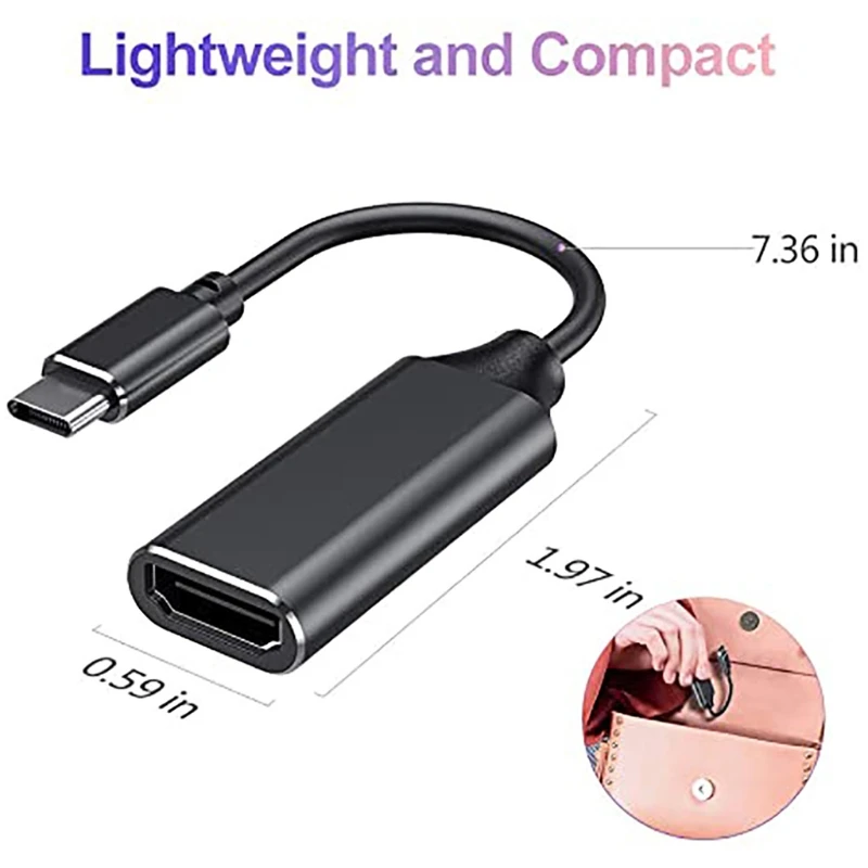 Кабель USB C-HDMI (4K @ 60 Гц) кабель Type-C Thunderbolt 3 совместимый с macBook Pro 2018 2017 Air S21 S20 |
