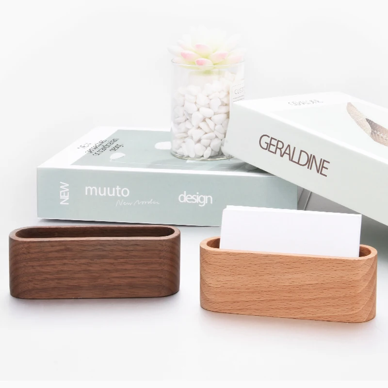 Держатель для карт и визитных карточек из твердой древесины|Визитницы