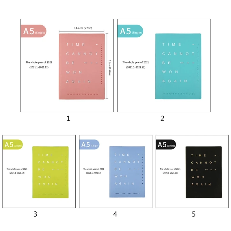 

2021 Large Annual Planner, "Time Can Not Be Won Again "Yearly Monthly Weekly Daily Bound Dated Agenda Notebook