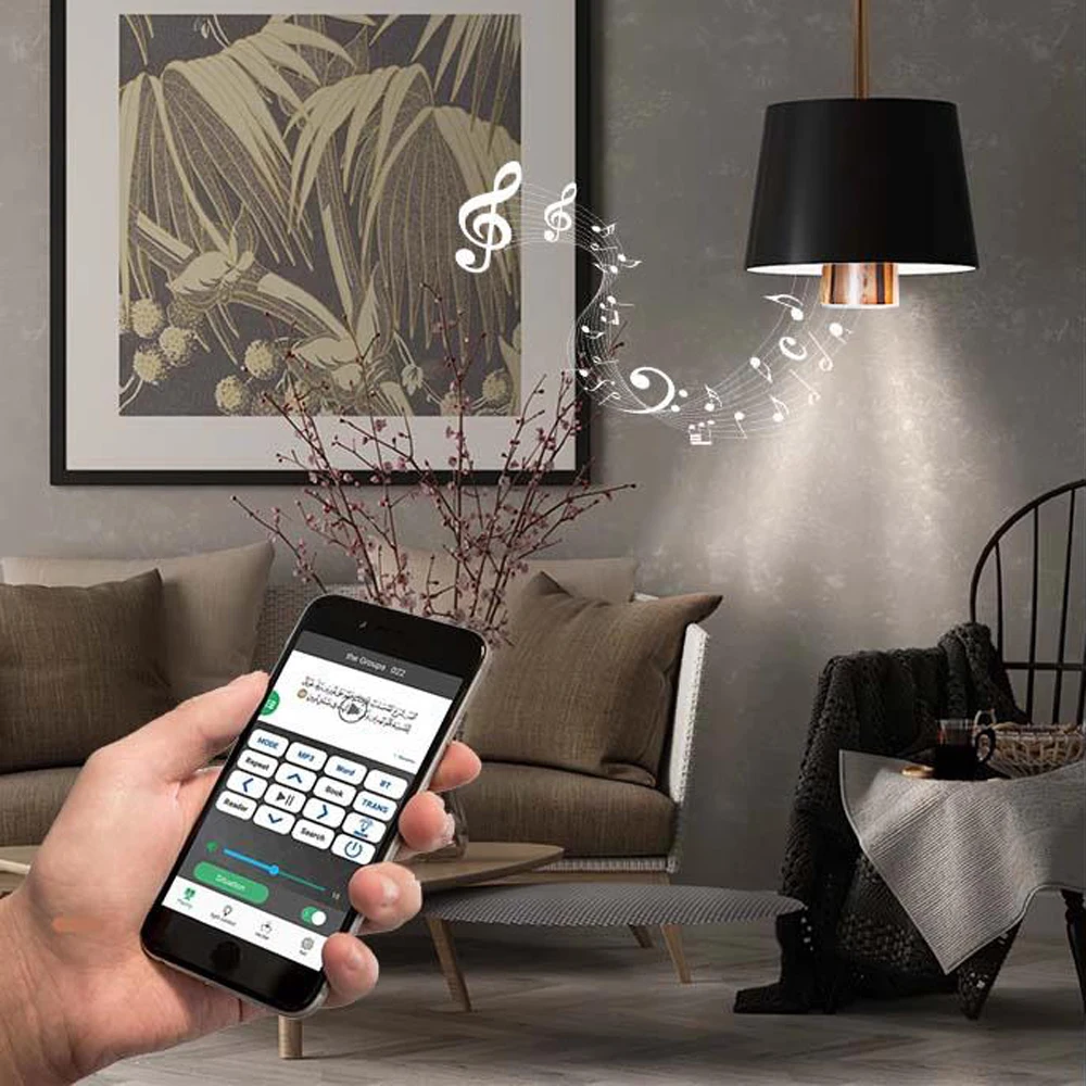 

Equantu Muslim Bluetooth LED Light Horan HD Stereo Speakers APP Control 7 Colors Changing 16GB Home Decoration Koran Speakers