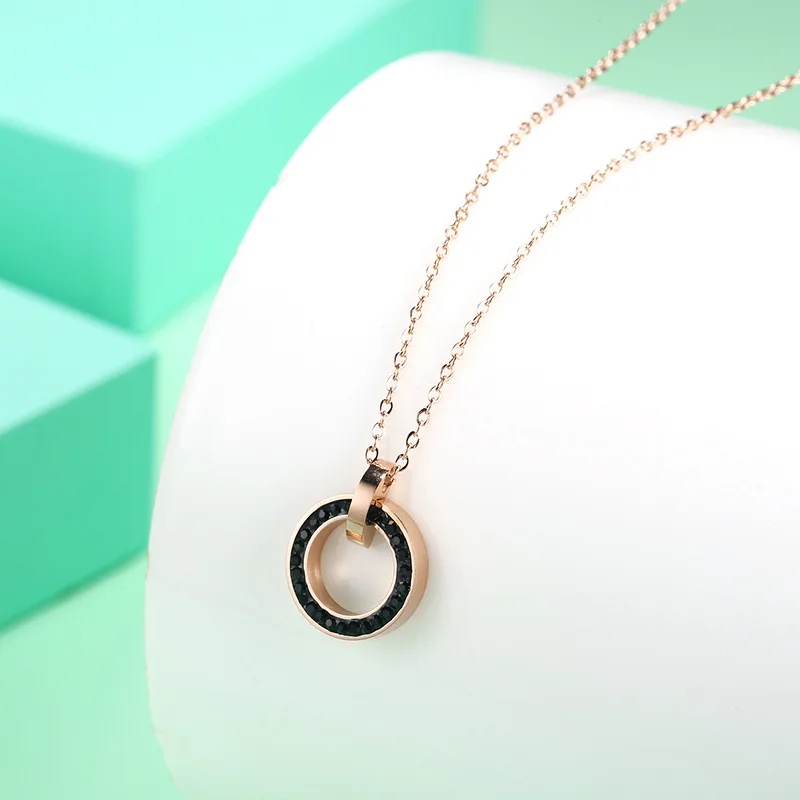 Розовое золото колье для женщин изготовлено из нержавеющей стали