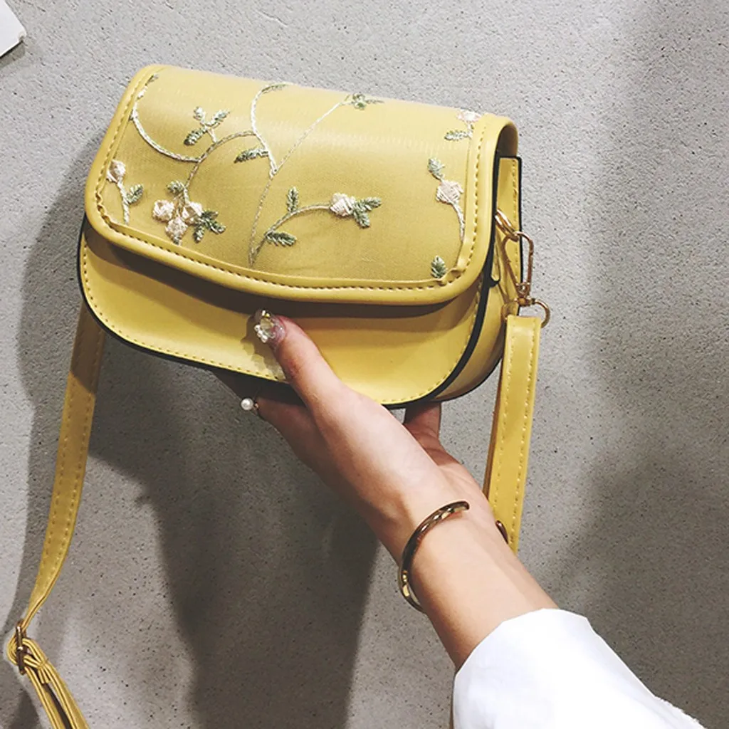 Модная женская однотонная кожаная сумка на плечо с пряжкой и цветком мессенджер
