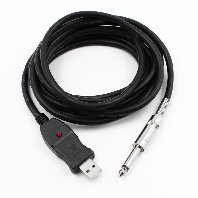 W780 3m Guitar Bass 1/4'' 6.3mm Jack To USB Connection Instrument Cable Adapter | Data Cables