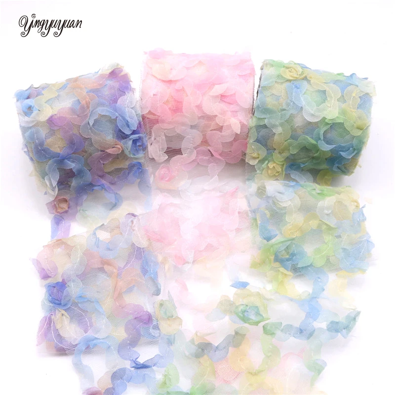 

8cm 10cm 12cm Flower Embroidered Tulle Cherry Blossom Mesh Fabric Sequin Ribbon DIY Handmade Craft Ornament Material Supplies