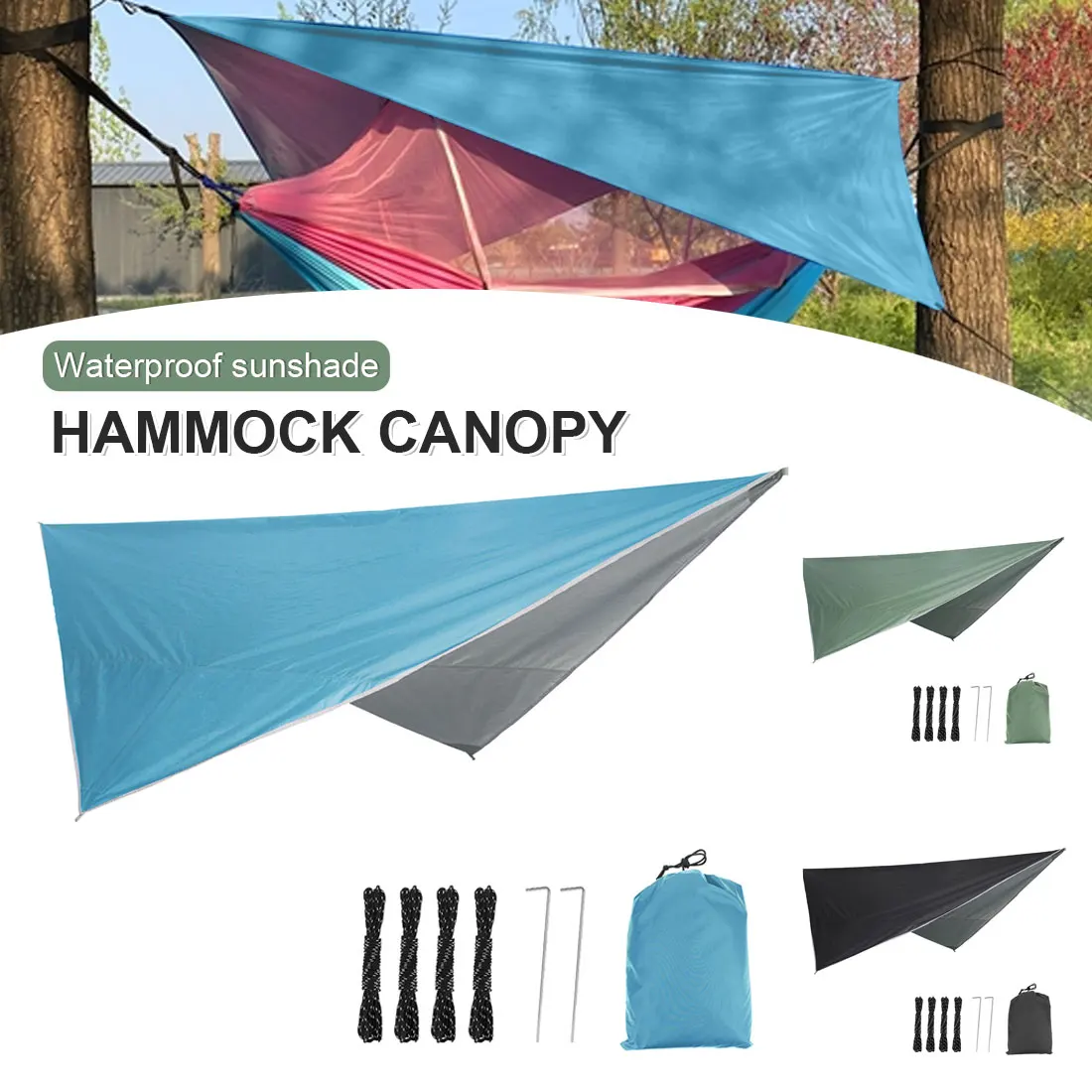 

Camping Hammock Mosquito Net and Hammock Canopy Portable Nylon Hammock Rain Fly Tree Straps for Hiking Camping Survival Travel