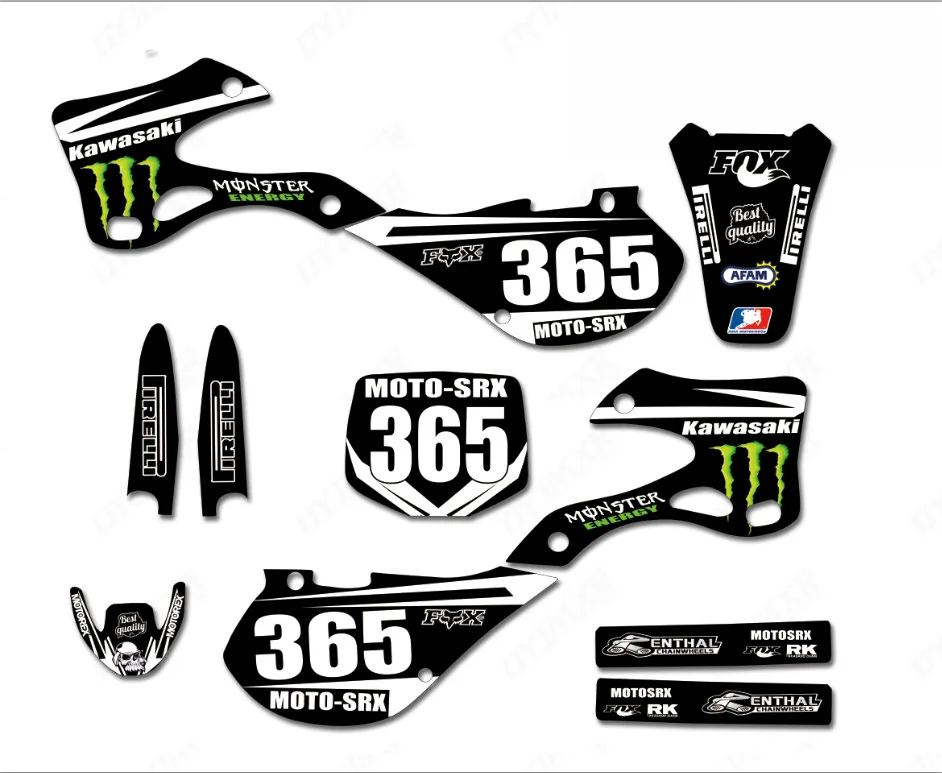 Индивидуальные мотоцикл команда графика и фоны наклейки Наборы для Kawasaki KX125 KX250 1999 2000 2001 2002 KX 125 250