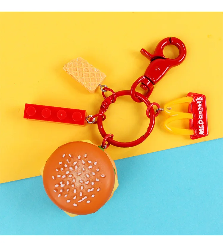 Имитация торт и крем бургер сэндвич ключ RingProtective чехол кулон ключей брелок для
