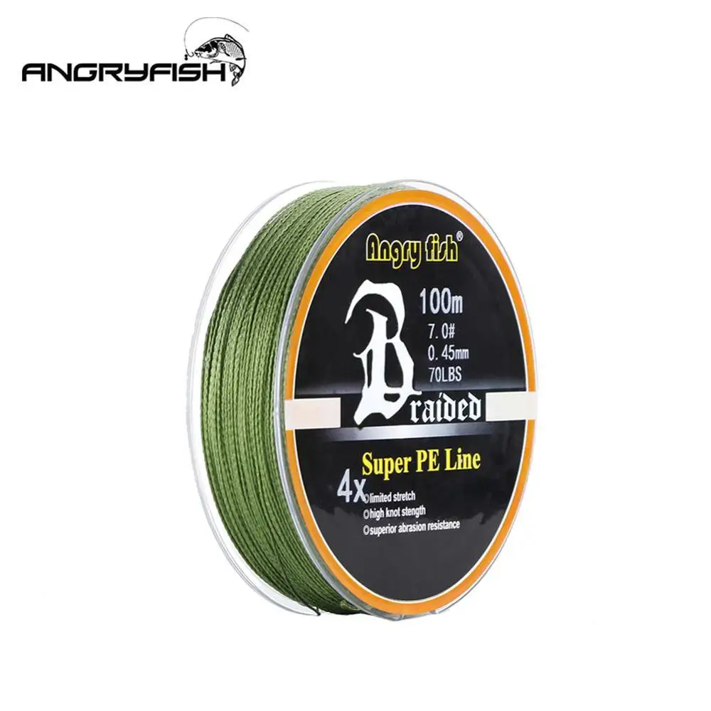 Army Green Hobbyline ANGRYFISH диоминированная PE леска, 4 нити, плетеная леска, плетеная 100 м/109yds, супер прочная леска, 10лб-80lb - Цвет: Army Green