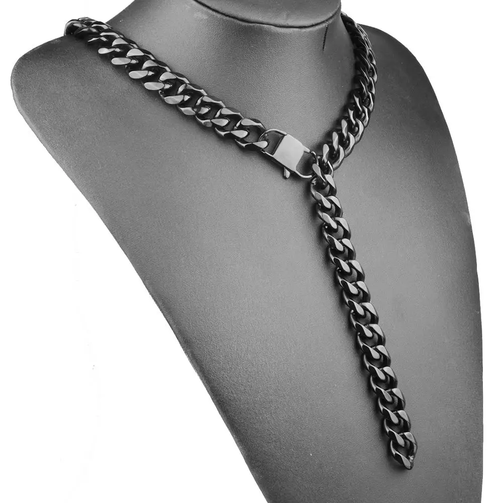 

Мужские Винтажные черные цепи ожерелья 15 мм из нержавеющей стали Мужская кубинская цепь в стиле XXXtentacion Майами ожерелье хип-хоп ювелирные из...