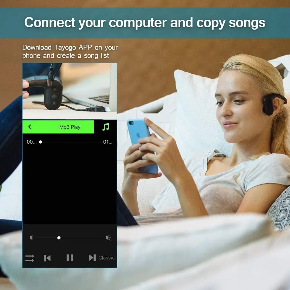 Tayogo плавательные костные проводящие наушники Bulit-in MP3-плеер с FM Bluetooth приложение шагомер IPX8 водонепроницаемый 8 Гб музыкальный плеер
