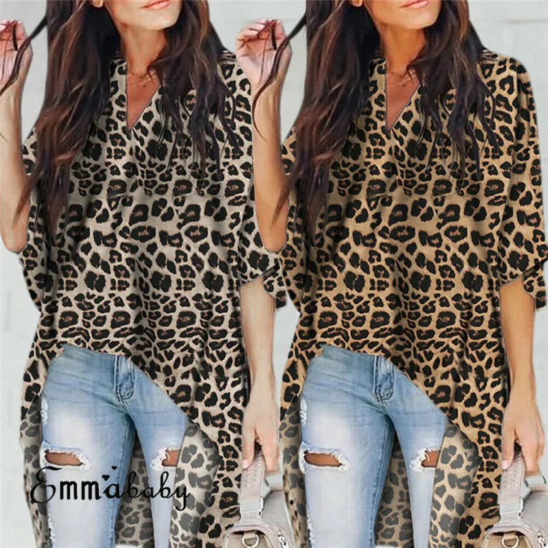 

2019 Women Ladies Summer Leopard Print Chiffon Half Sleeve Casual Shirt Tops Blouse Women Blouse Top Femme Camisas Mujer