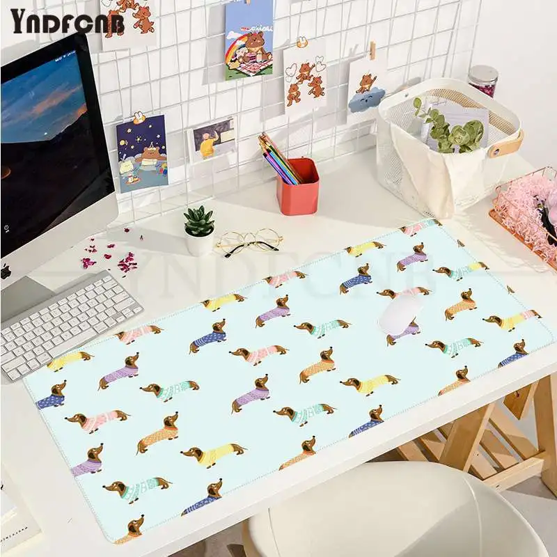 

Cartoon Dachshund dog In Stocked Natural Rubber Gaming mousepad Desk Mat Size for CSGO Game Player Desktop PC Computer Laptop
