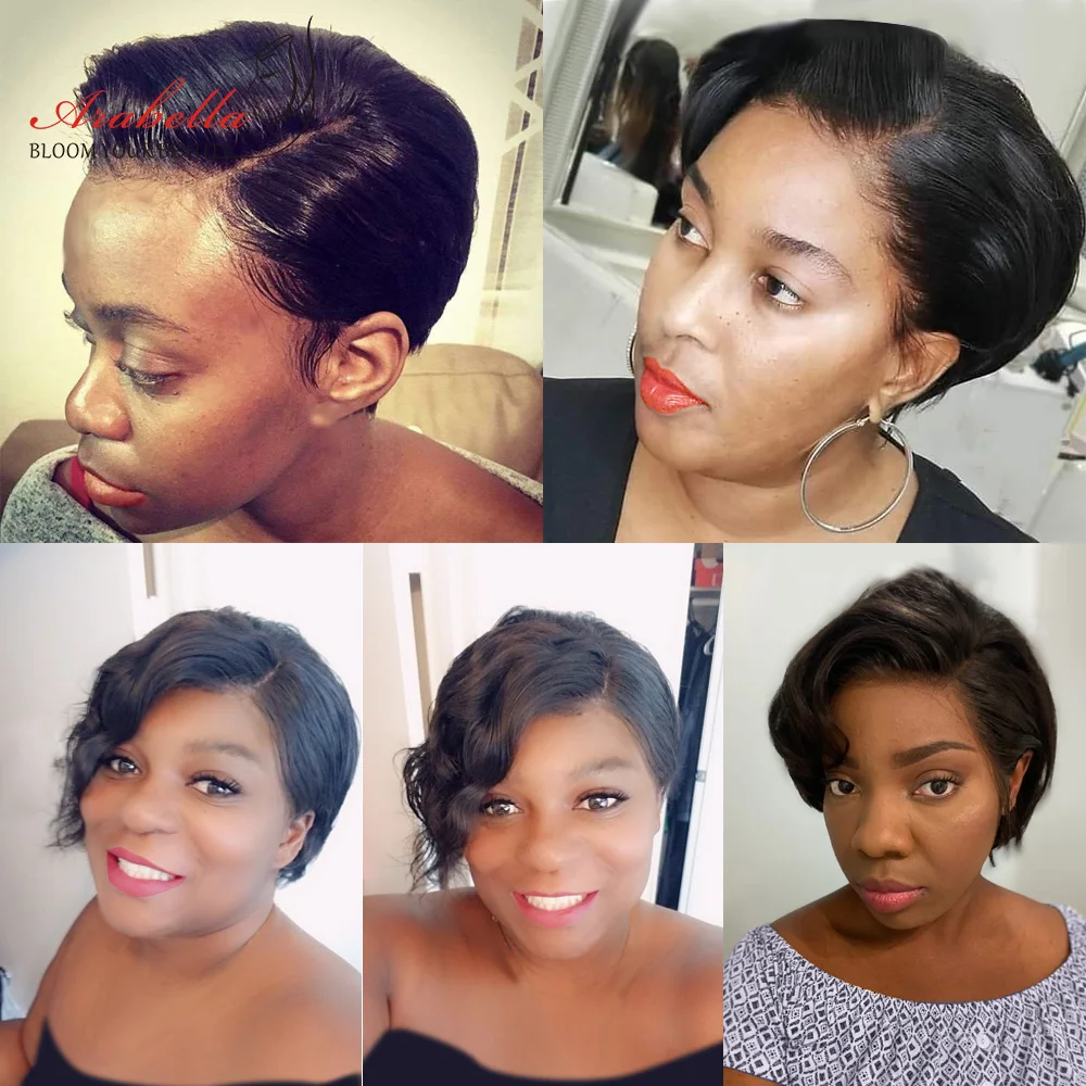 

13x4 Pixie Cut Bob Wig Straight Remy Hair Lace Front Wig With Baby Hair Arabella Pre Plucked Lace Front Bob Wig