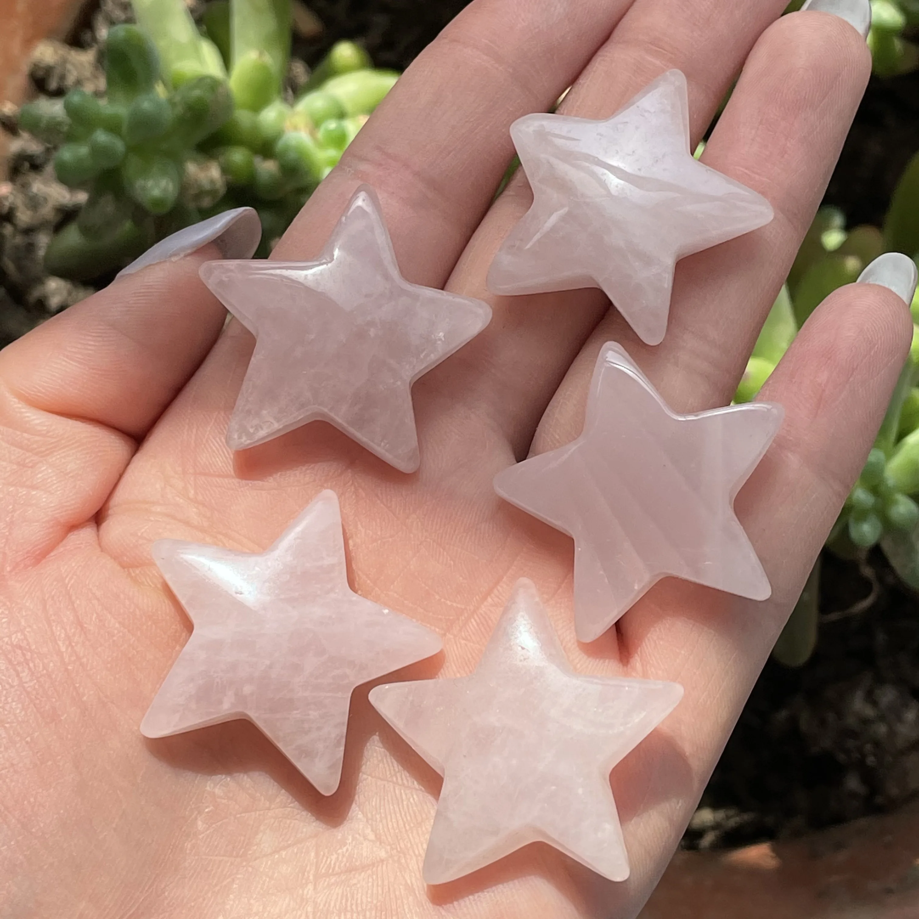 

Natural Rose Quartz Crystal Hand Carved Pentagram Reiki Healing Divination Gemstone Collecion Souvenir
