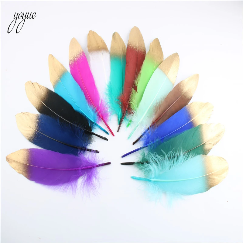 Оптовая продажа 20 шт./лот золотые гусиные перья поделки сделай сам аксессуары для