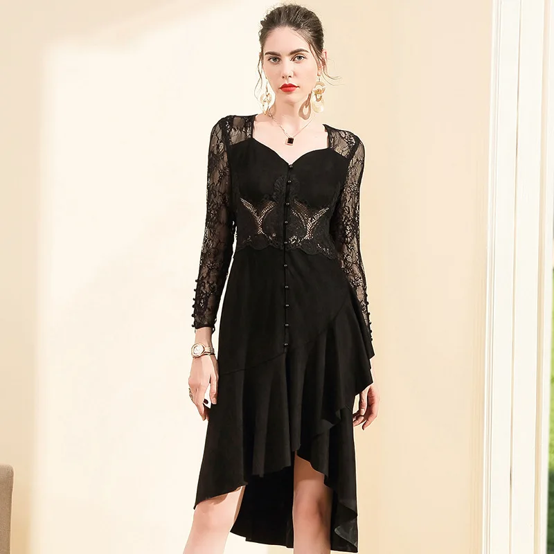 Летнее платье сексуальные дамы миди женская одежда 2019 корейская мода кружева