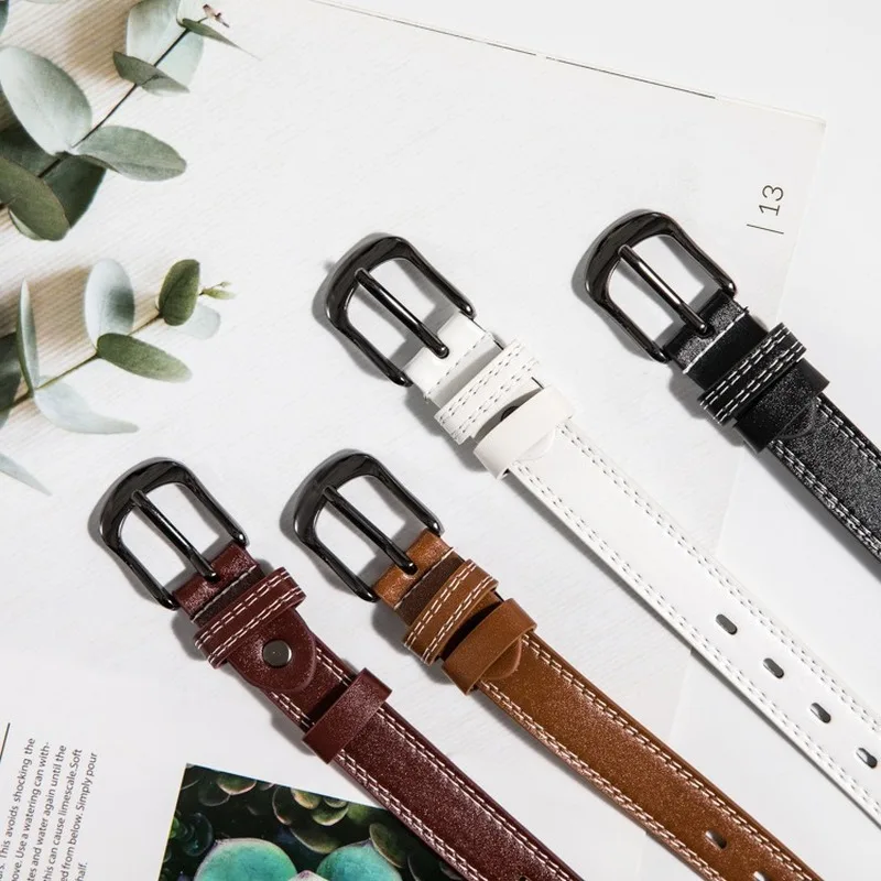 

2021ELEGZO Female Waistband PU Leather Leisure Car Sewing Belt Men And Women's Versatile Jeans Belt
