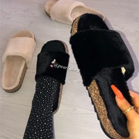 2021 new women faux wool fur slippers women shoes outside shoes designer slippers women famous brands comfortable faux fox fur w