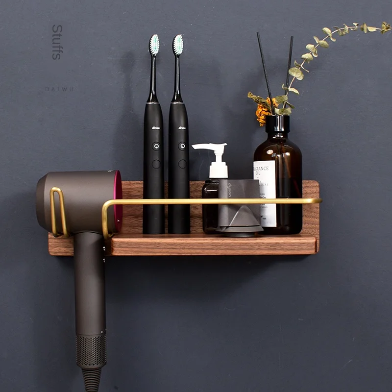 Полка фен Dyson из твердой древесины держатель для хранения раковины полки ванной