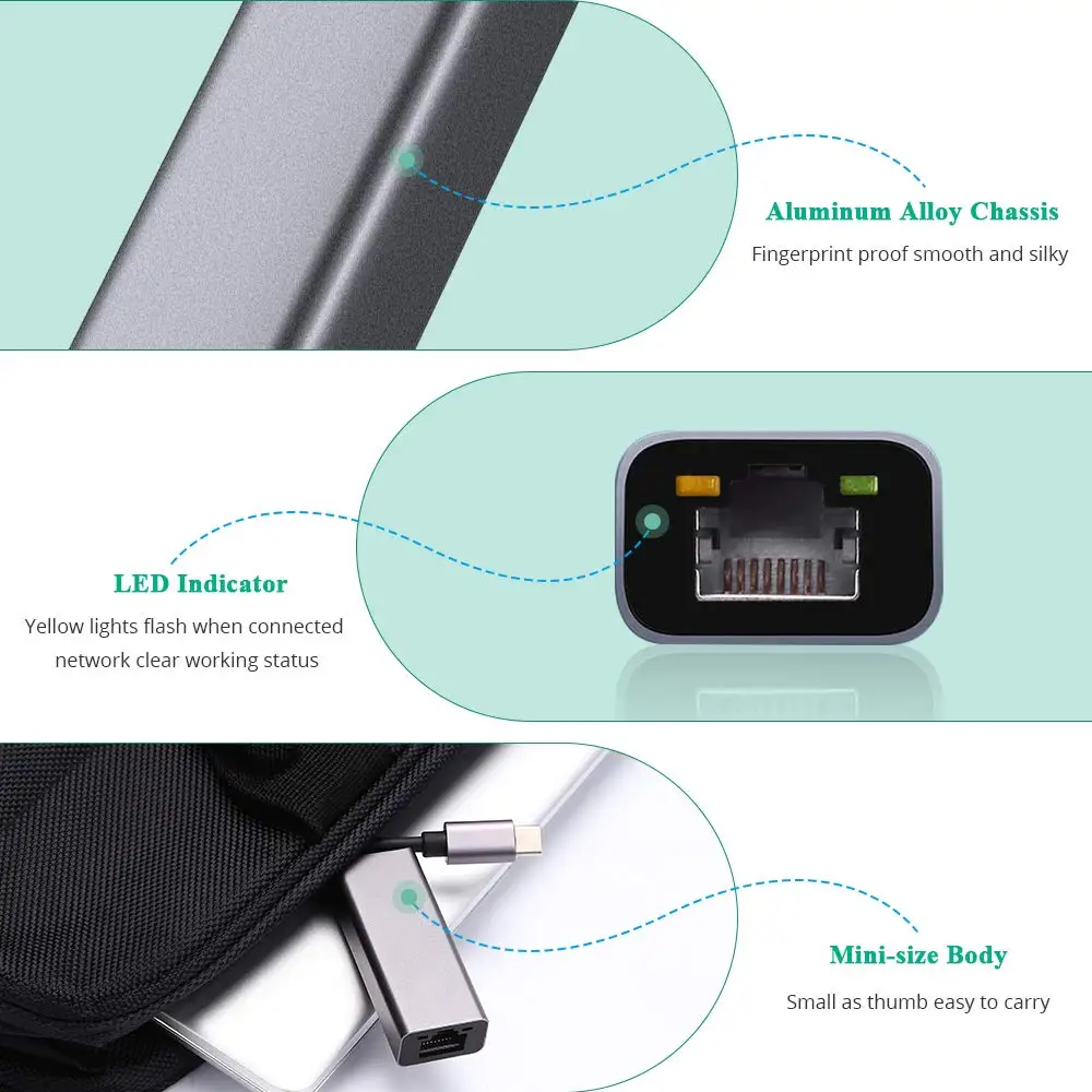 Адаптер Onvian с USB C Ethernet адаптер для MacBook Pro Samsung Galaxy S9/S8/Note 9 сетевая карта Type