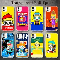 cartoon pop mart molly cute phone cases for iphone 8 7 6 6s plus x 5s se 2020 xr 11 pro xs max 12 12mini