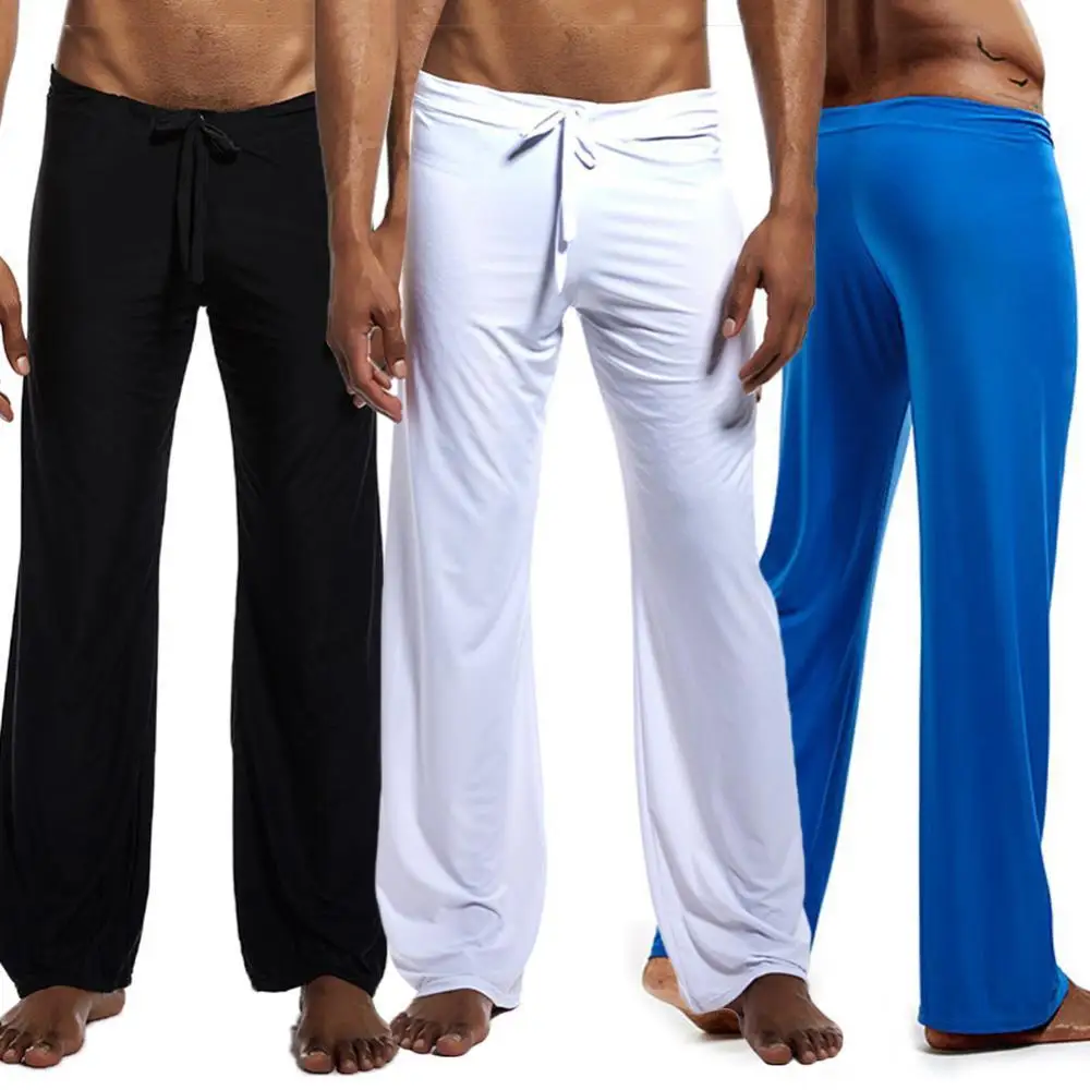 

Long Yoga Pants Men Length Loose Jogging Pants Men Casual Solid Color Low-waisted Drawstring Loose Pants Running Yoga Trousers