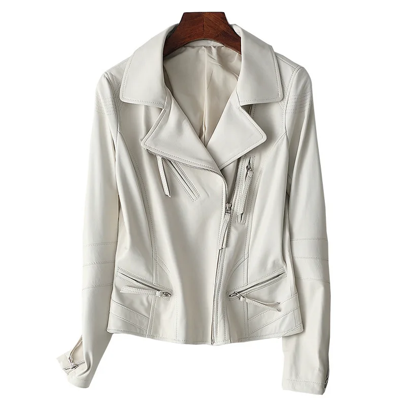 

female paragraphs short coat the spring and autumn period and the han edition motorcycle show thin sheep leather jacket