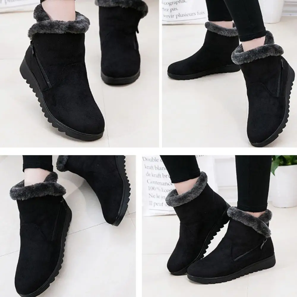 Зимние ботинки Женские зимние теплые на меху Модные замшевые ботильоны