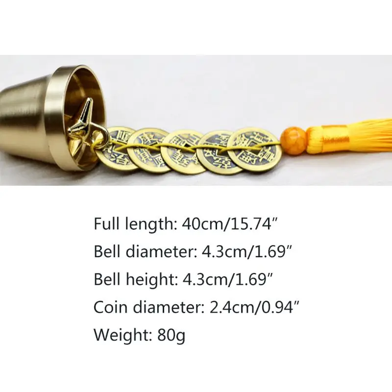

Chinese Feng Shui Bell for Wealth and Safe, Coins for Success, Ward Off Evil 517E