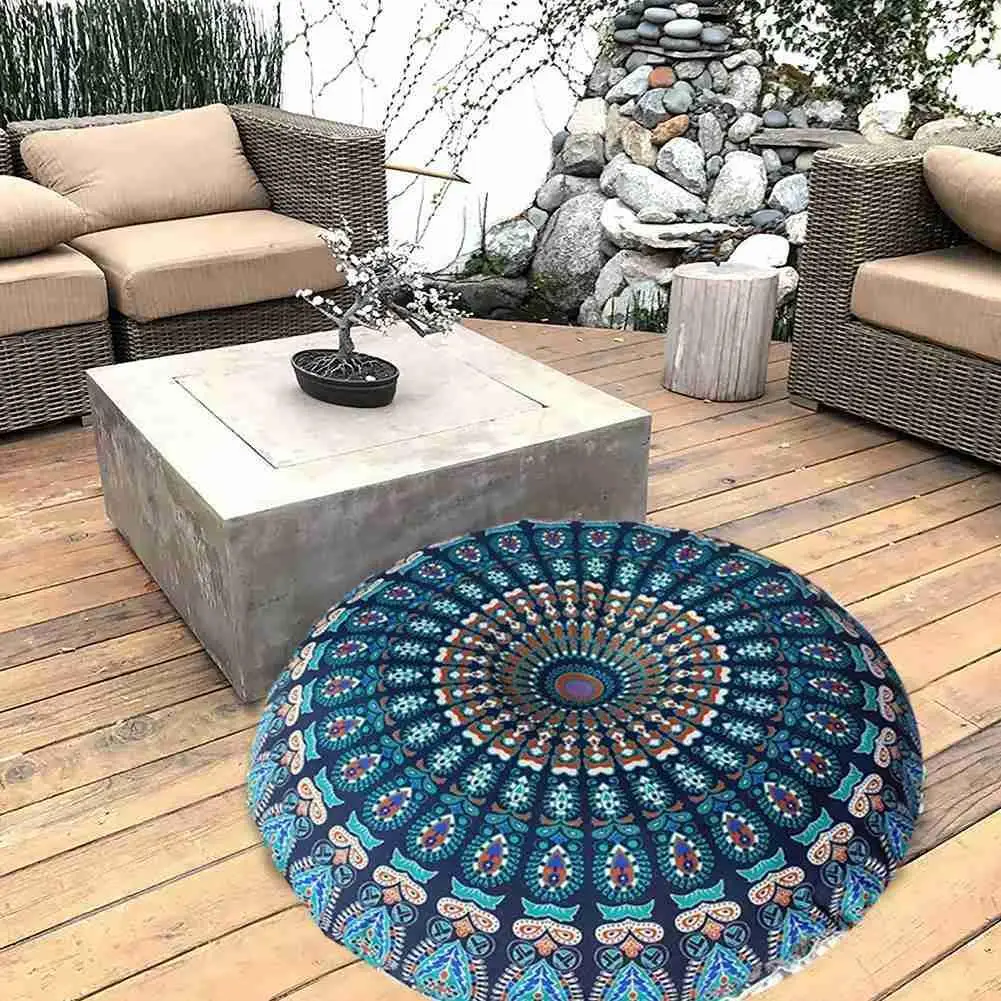 

43*43Cm Round Indian Mandala Pattern Pillowcase Bohemian Boho Cover Cushion Cushions Cover Pillow Case Floor U0Q7
