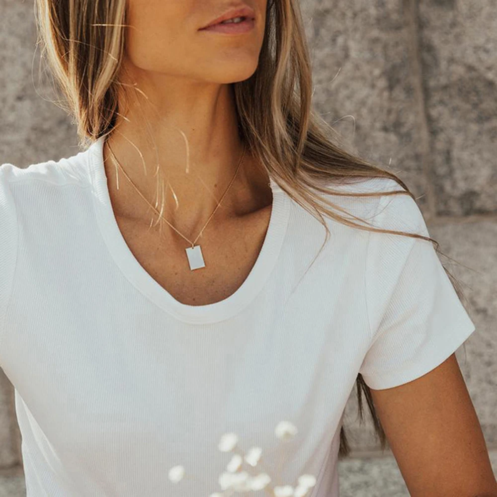 Труба квадратного сечения из нержавеющей стали ожерелье с подвеской для женщин