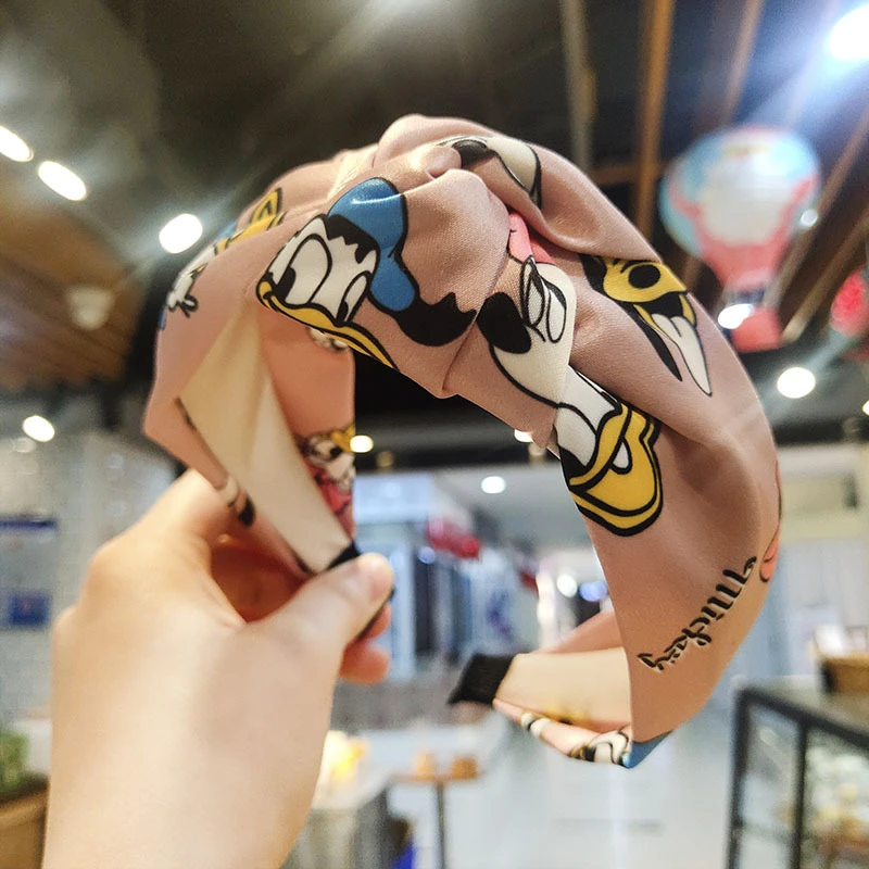 Новинка широкая повязка на голову с Микки Маусом шелковая Женская для волос