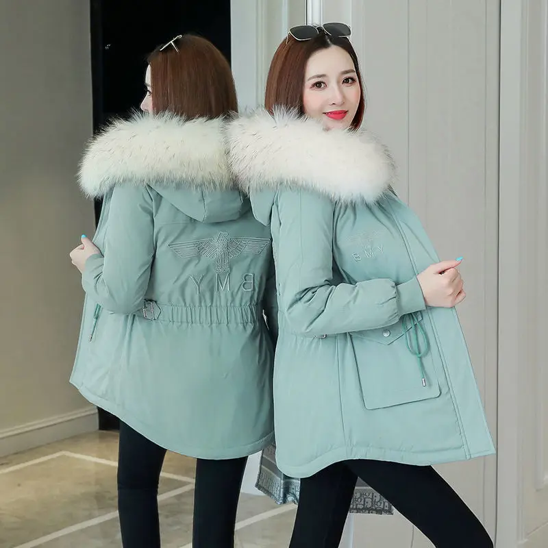 2023 New Cotton Coats Thicken Warm Winter Jacket Coat Women Casual Parkas Winter Clothes Fur Lining Hooded Parka Mujer X139