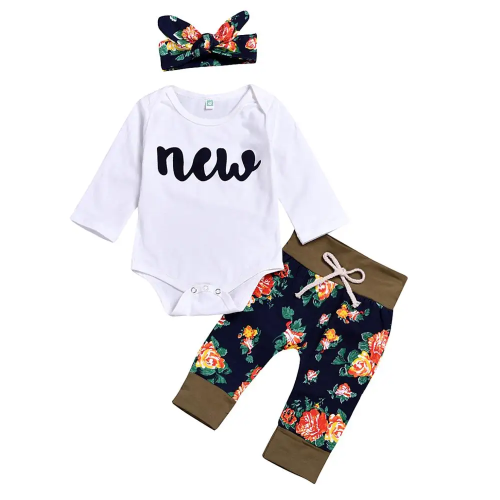 Комплект одежды с цветочным рисунком для младенцев Эксклюзивная одежда из