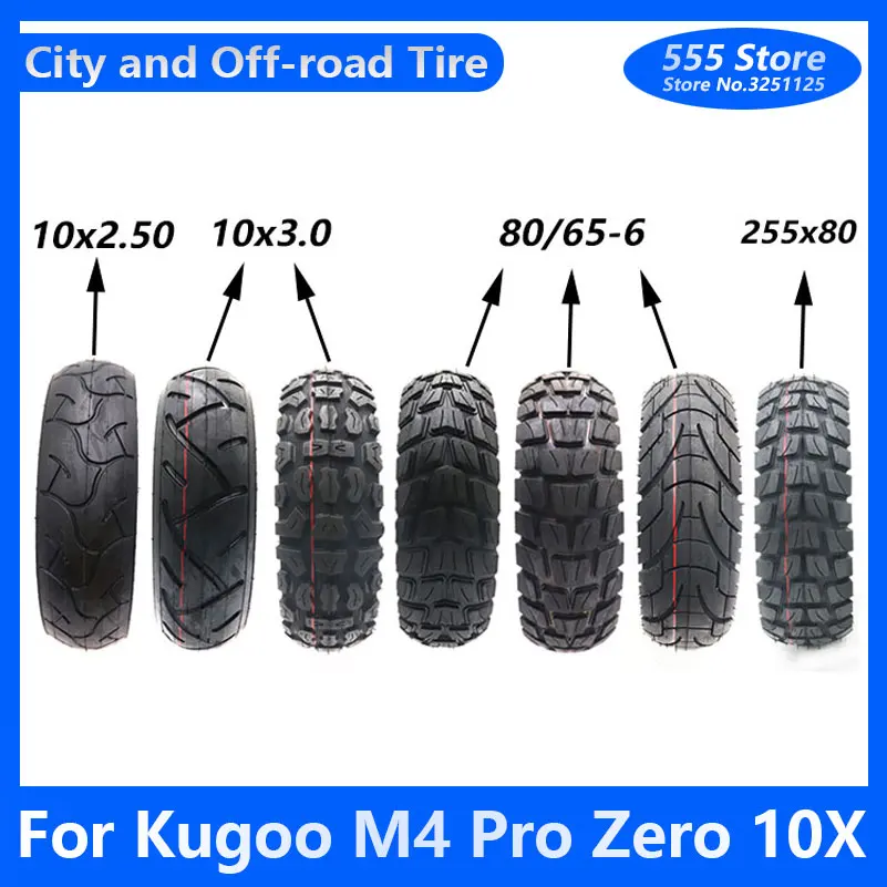 

10 Inch Tire 10X2.50 10X3.0 80/65-6 255X80 Outer Tyre Innre Tube Off-road Tyre for Kugoo M4 Pro Zero 10X Electric Scooter Parts