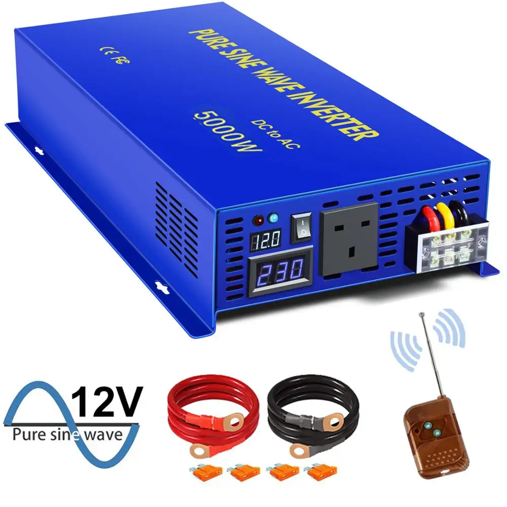 

5000w Pure Sine Power Inverter 12v 24v DC to AC 110v 120v 220v 230v 240v Off-grid System Solar Inverters With Remote Control