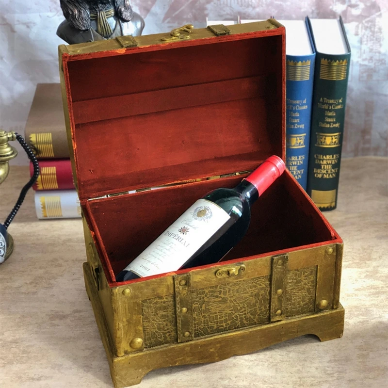 Деревянная коробка в стиле ретро настольное украшение сундук с драгоценными