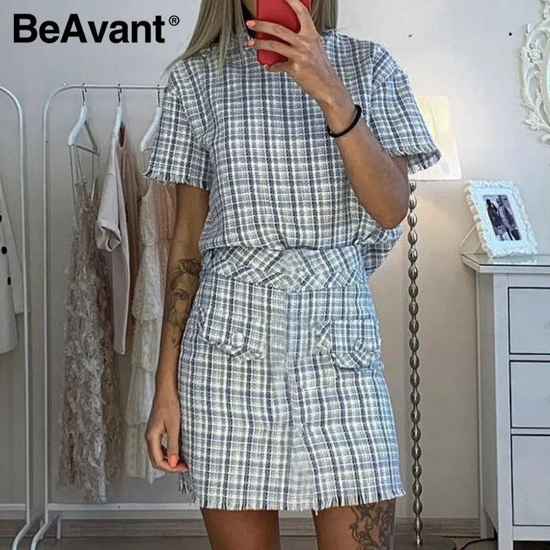 BeAvant классическое короткое платье в клетку для девушек с коротким рукавом