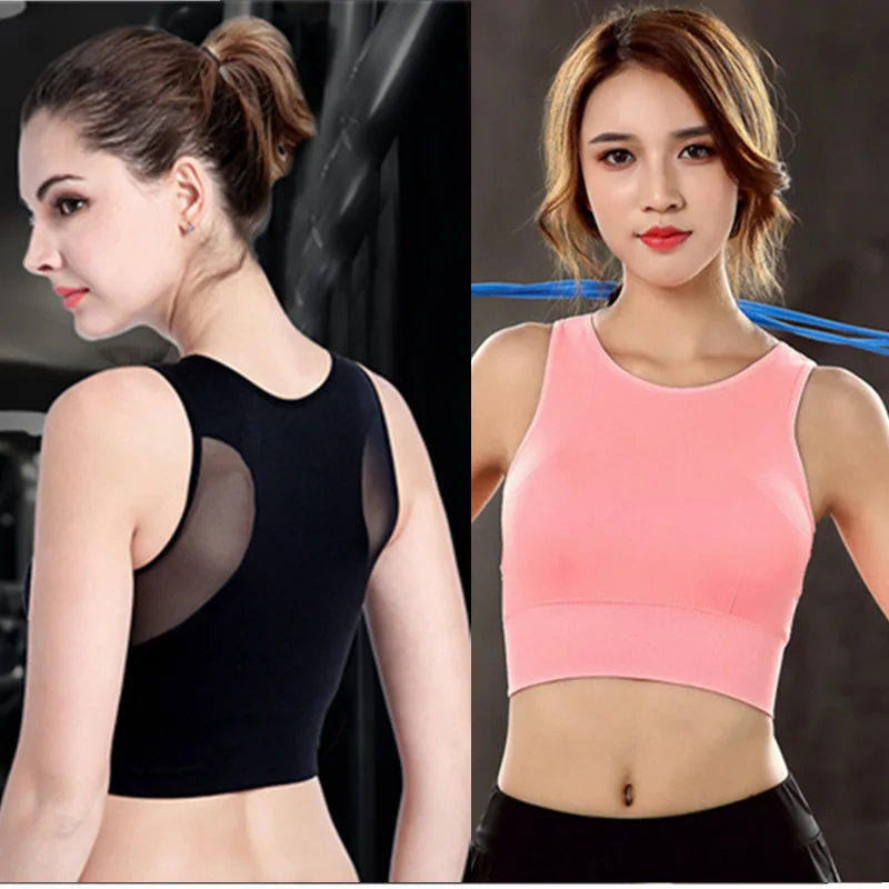 Women Sports Bras Fast Dry Elastic Shockproof Padded Gym Running Bra Mesh back stitching Fitness Yoga Sport breathable Tops Vest | Спорт и