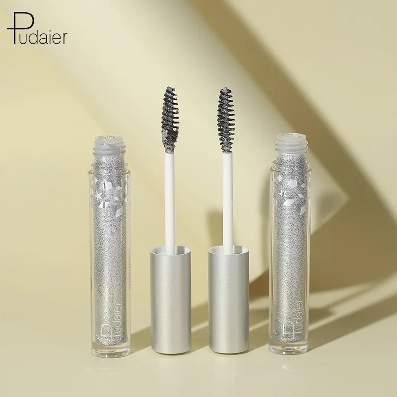 Pudaier diamond glitter mascara quick dry water drop makeup long lasting waterproof curling thick shiny eyelash |
