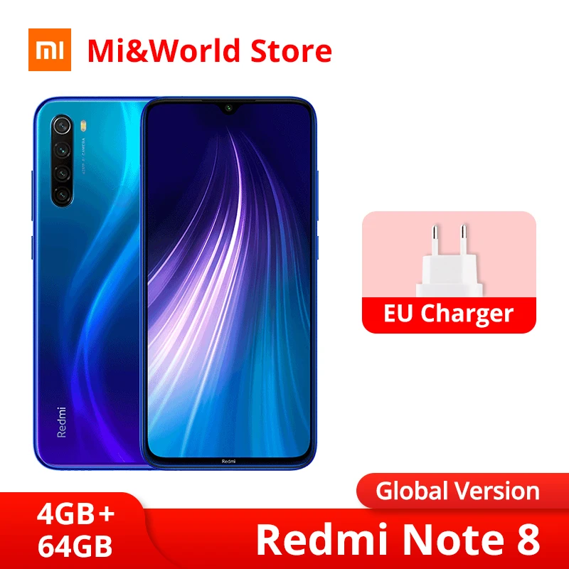 Xiaomi Redmi Note 8 с глобальной версией, 4 ГБ, 64 ГБ, восьмиядерный смартфон Snapdragon 665, FHD экран 6,3 дюйма, камера заднего вида 48 МП, 4000 мАч