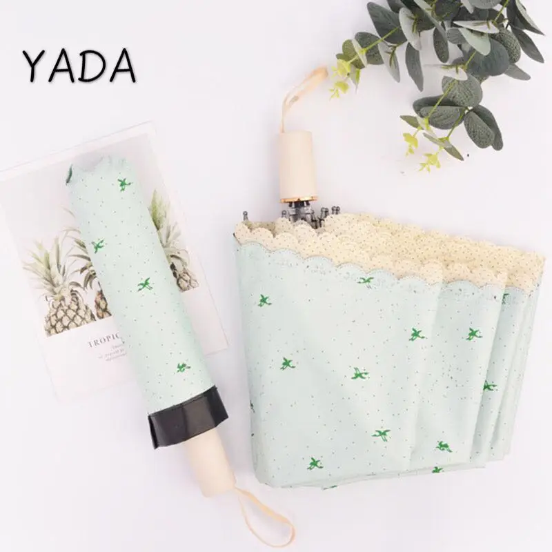 

YADA Design Flower Pattern Umbrella Fold Rainy Lace Umbrella For Women UV Rainproof Sun UV Protection Parasol Umbrella YS200043