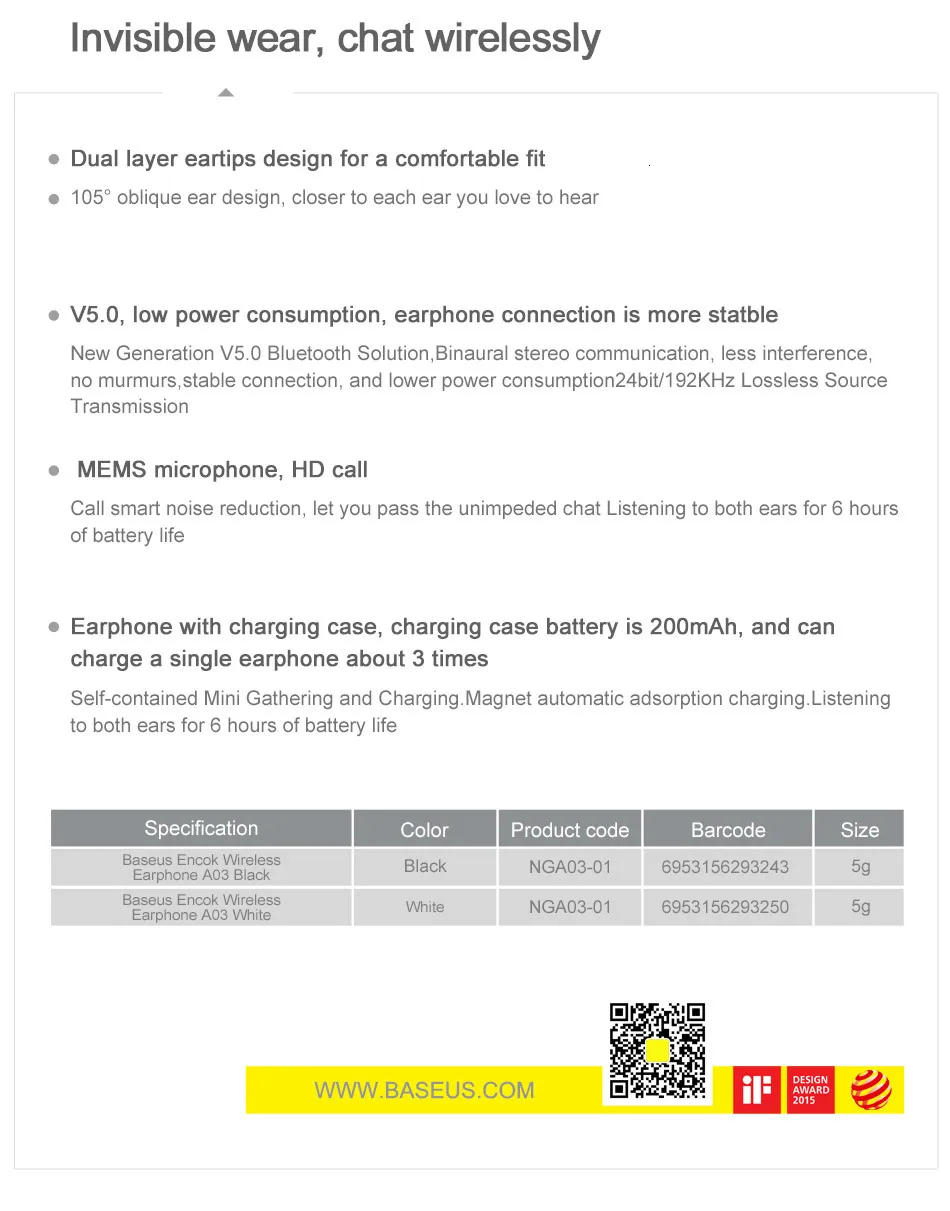 Baseus W01 TWS Bluetooth 5,0 настоящие беспроводные наушники, мини беспроводные наушники с микрофоном, гарнитура для Xiaomi iPhone