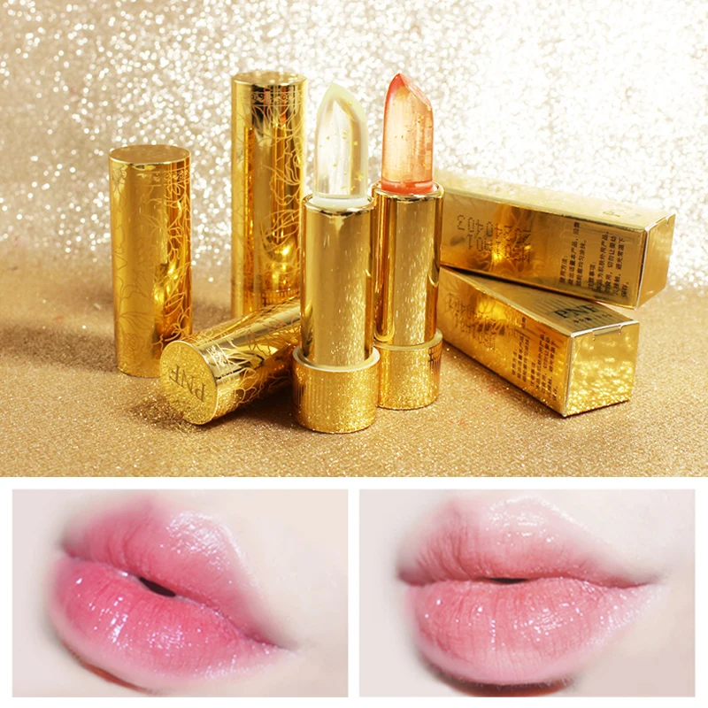 

Super Hot 24K Gold Foil Jelly Lipstick Moisturizing Plumping Transparent Lip Balm Color-changing Lipstick TSLM1